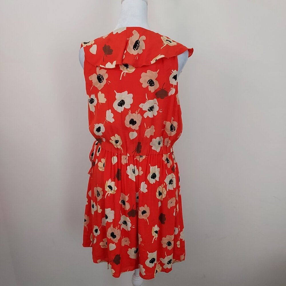 Zara Basic Orange Floral Wrap Crossover Mini Dres… - image 3